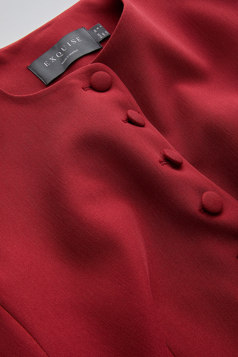 Exquise-Bisiklet Yaka Fileto Cep Astarlı Düz Regular Kiremit Yelek-YELEK-7-Milagron.com