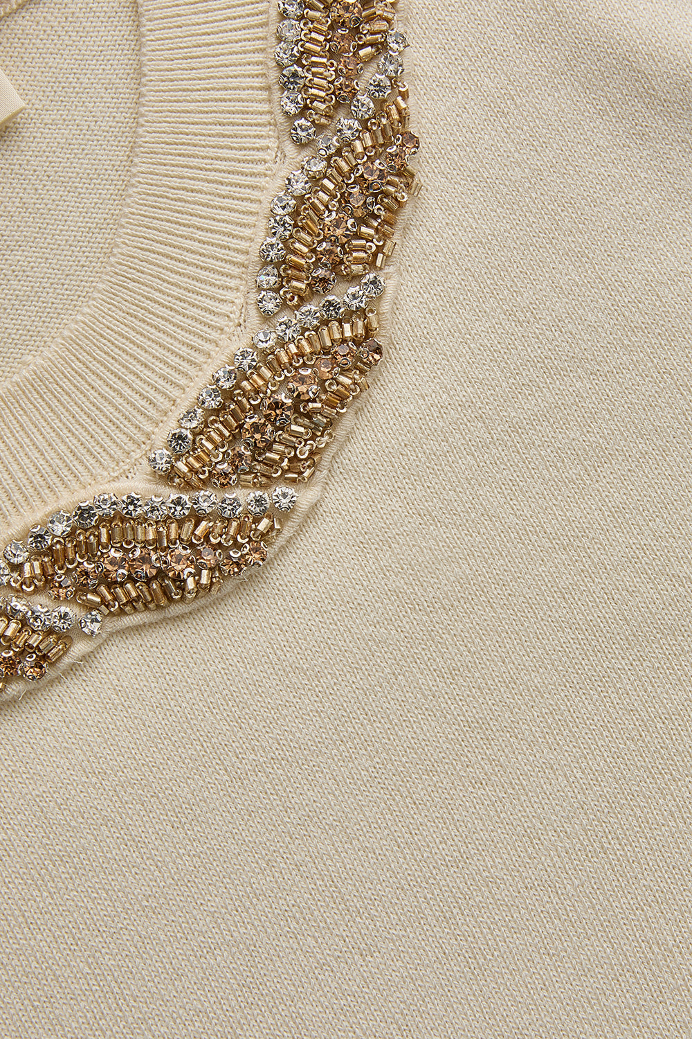 Exquise-Bisiklet Yaka Taş İşlemeli Triko Bluz-BLUZ-6-Milagron.com