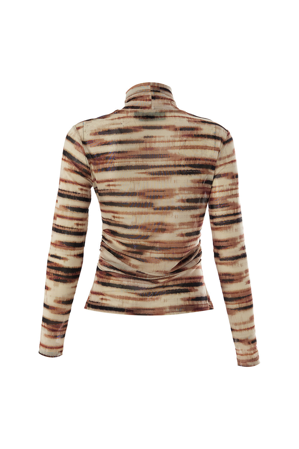 Exquise-Boğazlı Tül Uzun Kollu Büzgülü örme çok Renkli Bluz-BLUZ-8-Milagron.com