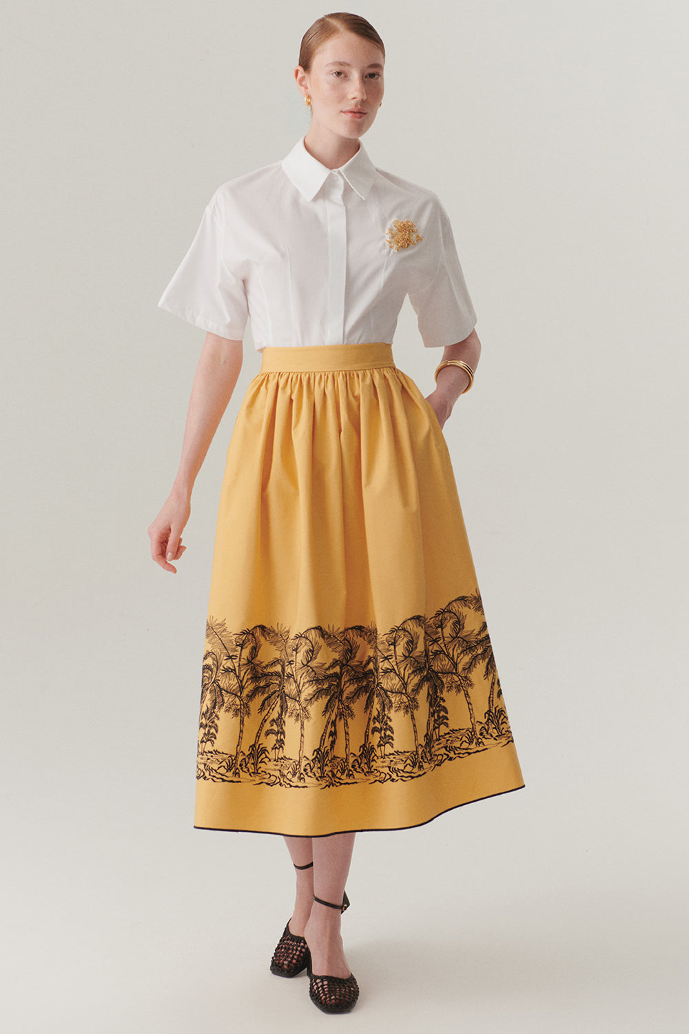 Exquise-Boncuk İşleme Detaylı Pamuklu Regular Beyaz Gömlek-Gömlek-2-Milagron.com