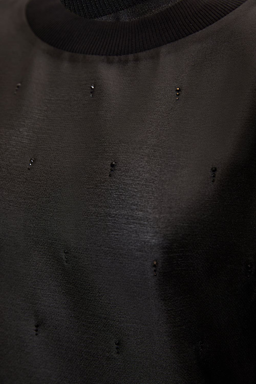 Exquise-Boncuk İşlemeli Bisiklet Yaka Kısa Kol Regular Bluz-BLUZ-3-Milagron.com