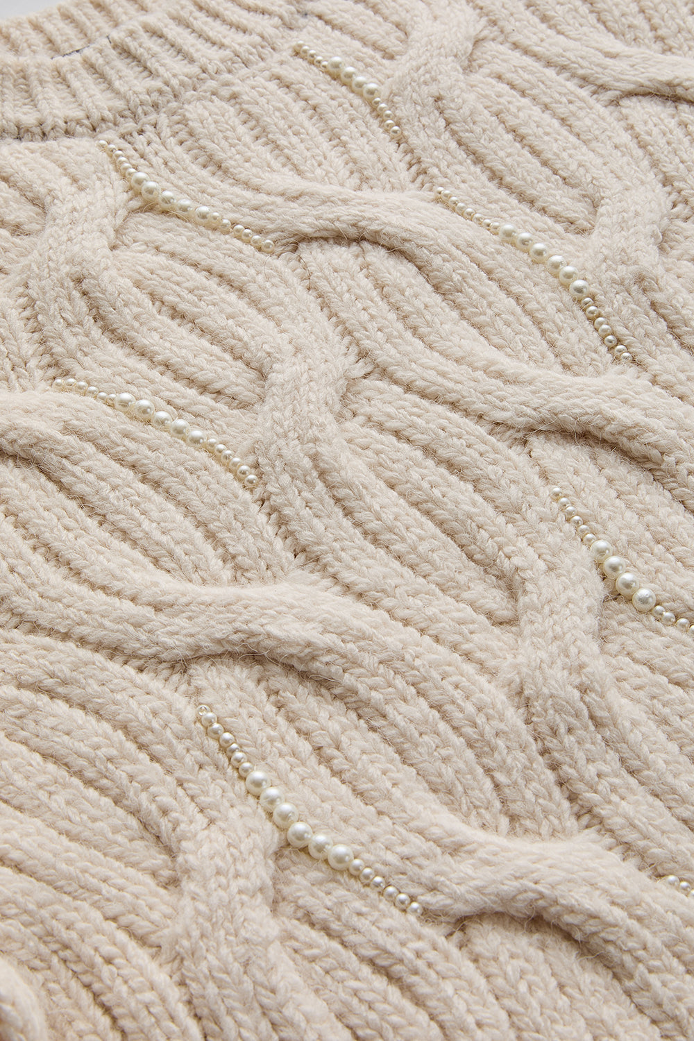 Exquise-Boncuk İşlemeli Bisiklet Yaka Regular Triko Kemik Bluz-BLUZ-6-Milagron.com