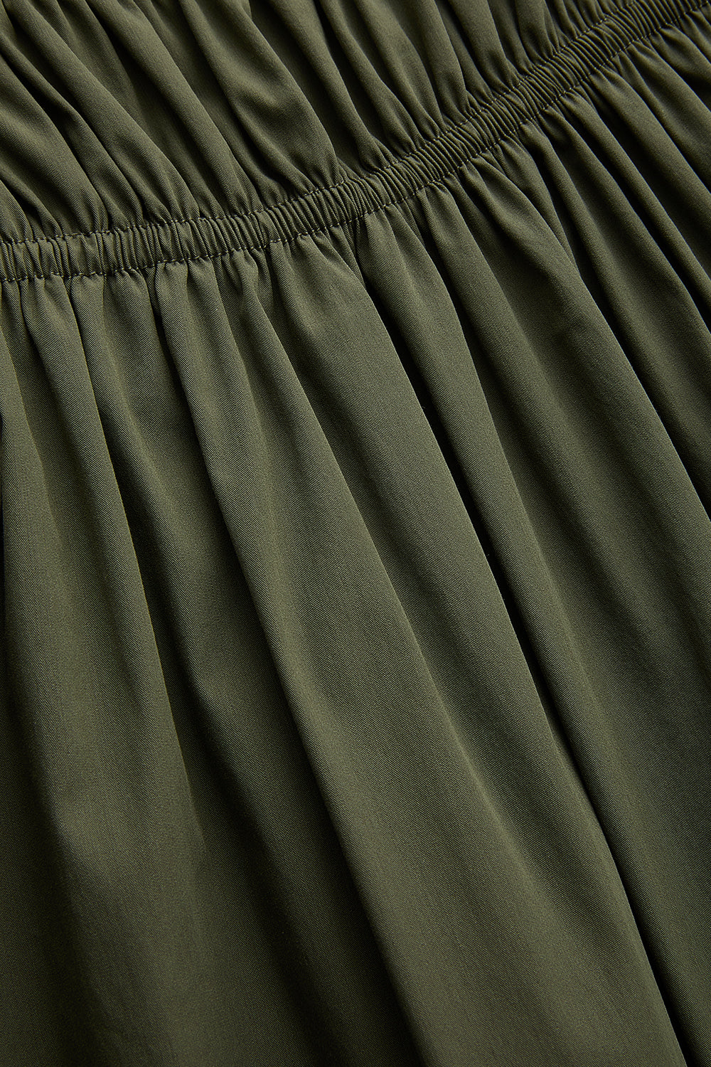 Exquise-Büzgü Detaylı Bele Oturan A Kesim Haki Elbise-ELBİSE-6-Milagron.com