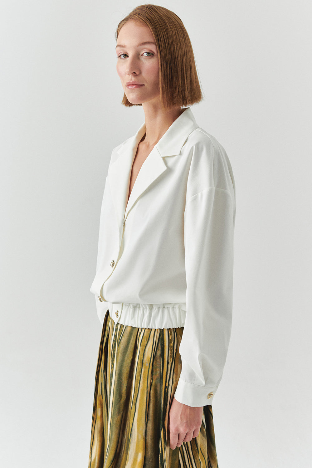 Exquise-Ceket Yaka Regular Uzun Kollu Pamuklu Kemik Ceket-CEKET-2-Milagron.com