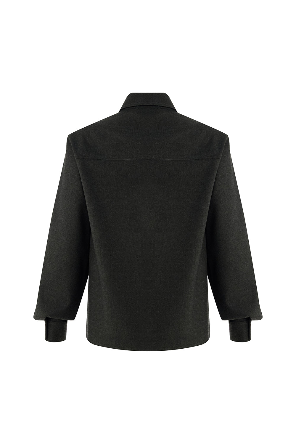 Exquise-Cepleri Aksesuarlı Uzun Kol Regular Dokuma Gri Gömlek-GÖMLEK-8-Milagron.com