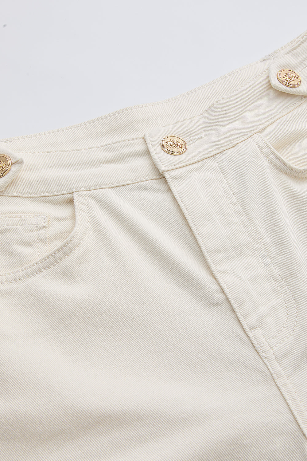 Cepli İSpanyol Paça Yüksek Bel Regular Denim Beyaz Pantolon