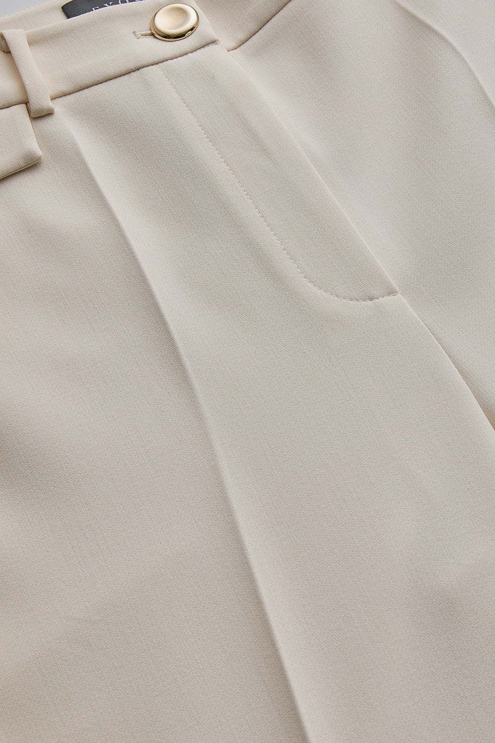 Exquise-Cepli Regular Yüksek Bel Dokuma Krem Pantolon-PANTOLON-7-Milagron.com