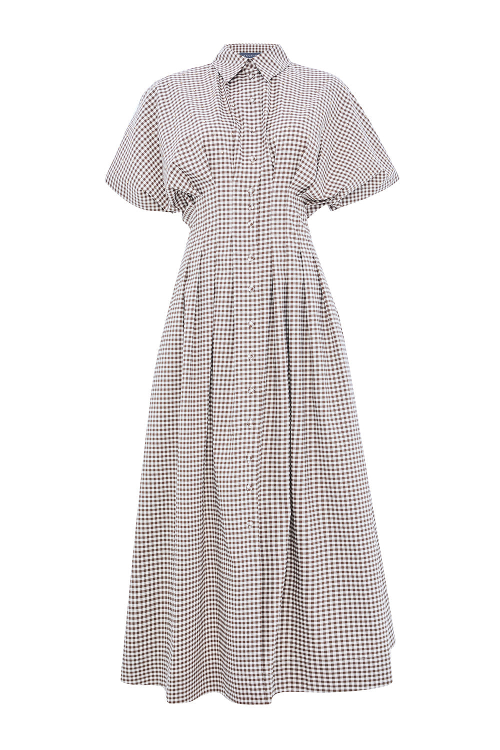 Exquise-Desenli Bele Oturan Düşük Omuzlu Taş Baskılı Regular Midi Elbise-ELBİSE-6-Milagron.com