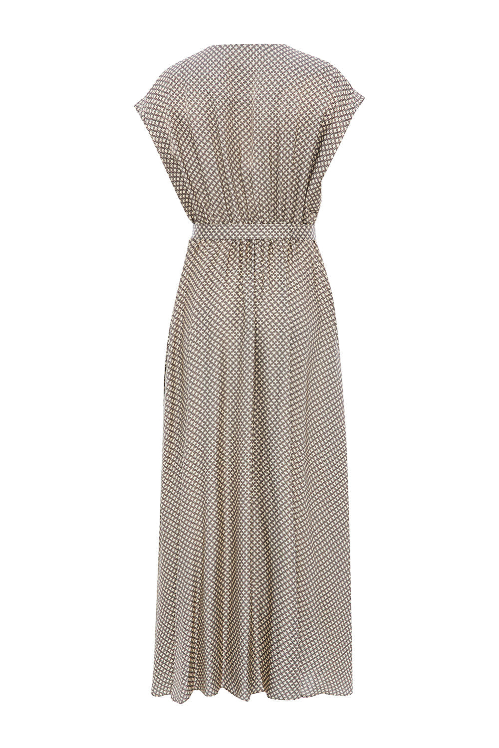 Exquise-Desenli Degaje Yaka Kemerli Kolsuz Slim Fit Midi Elbise-ELBİSE-7-Milagron.com