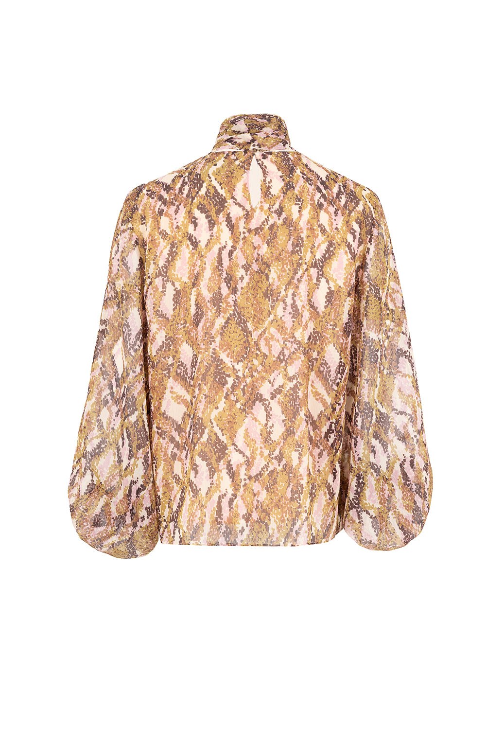 Exquise-Desenli Fular Yaka Uzun Kollu Regular Bluz-BLUZ-8-Milagron.com