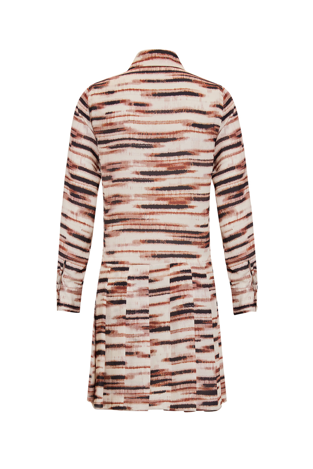 Exquise-Desenli Gömlek Yaka Regular Mini çok Renkli Elbise-ELBİSE-2-Milagron.com