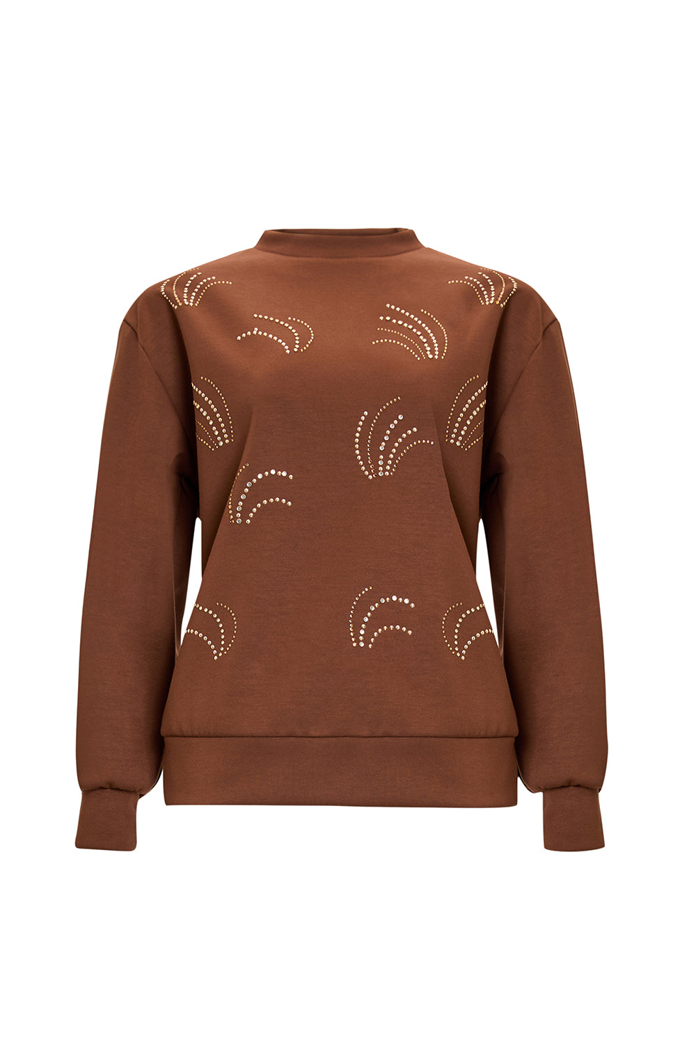 Exquise-Desenli Taş İşlemeli Regular Uzun Kol Sweatshirt-SWEATSHIRT-4-Milagron.com