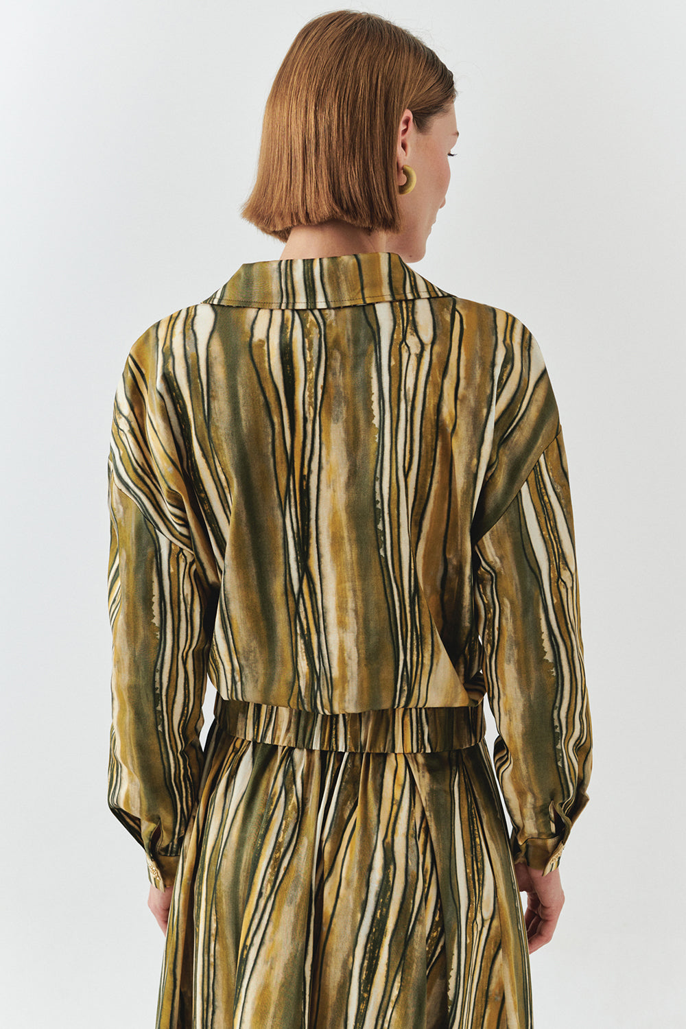 Exquise-Desenli Uzun Kollu Gold Düğmeli Regular Ceket-CEKET-3-Milagron.com