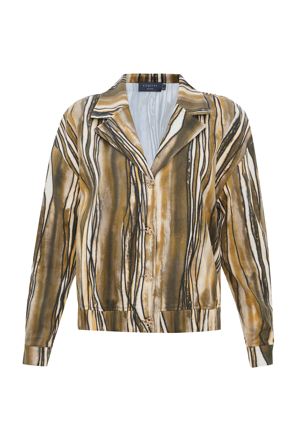 Exquise-Desenli Uzun Kollu Gold Düğmeli Regular Ceket-CEKET-7-Milagron.com