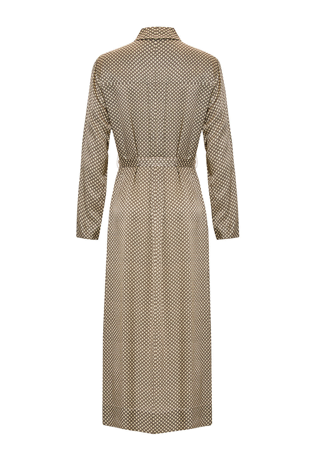 Exquise-Desenli Uzun Kollu Regular Dokuma Gömlek Elbise-ELBİSE-2-Milagron.com