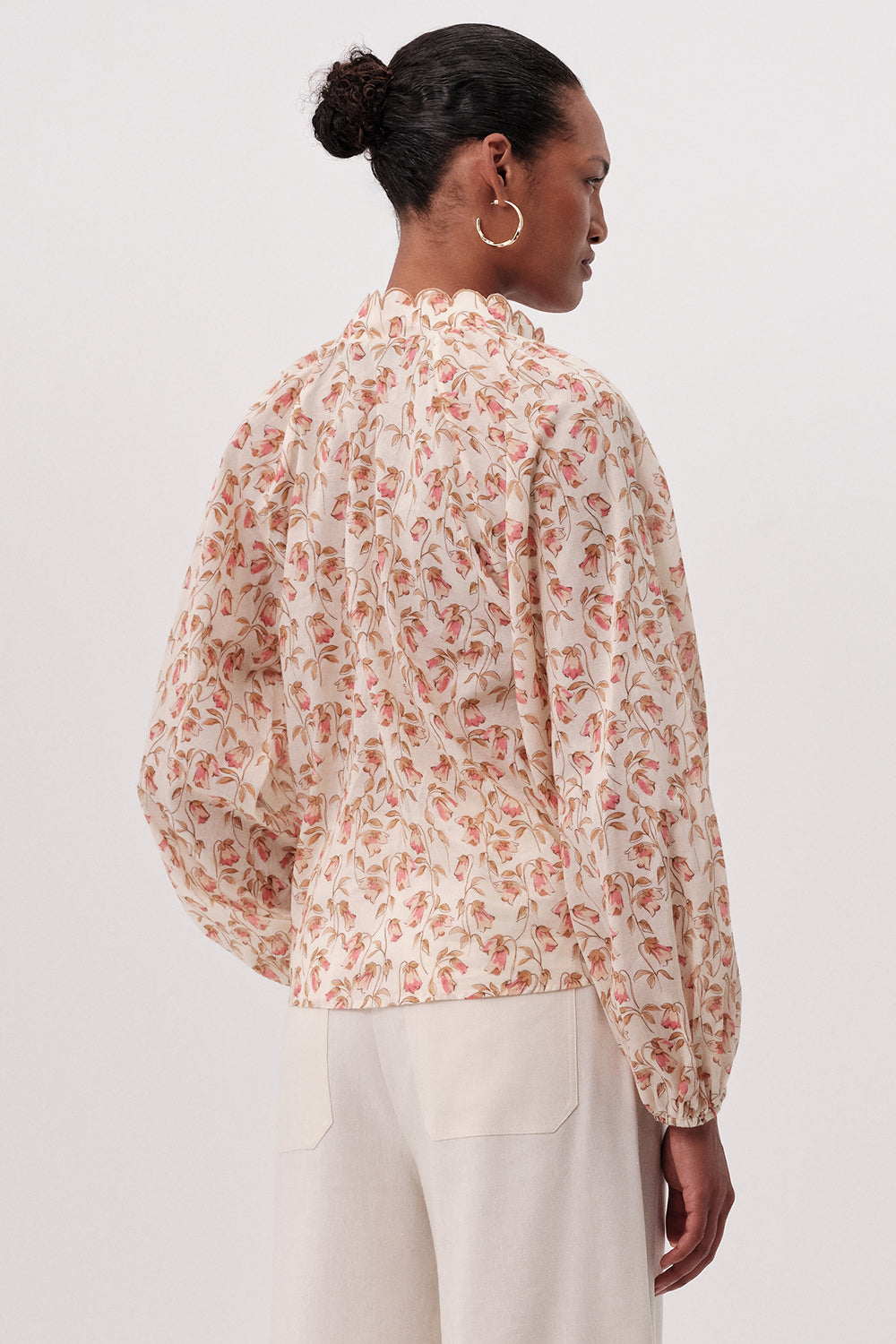 Dik Yaka Nakışlı Düğmeli Desenli Regular Çok Renkli Gömlek