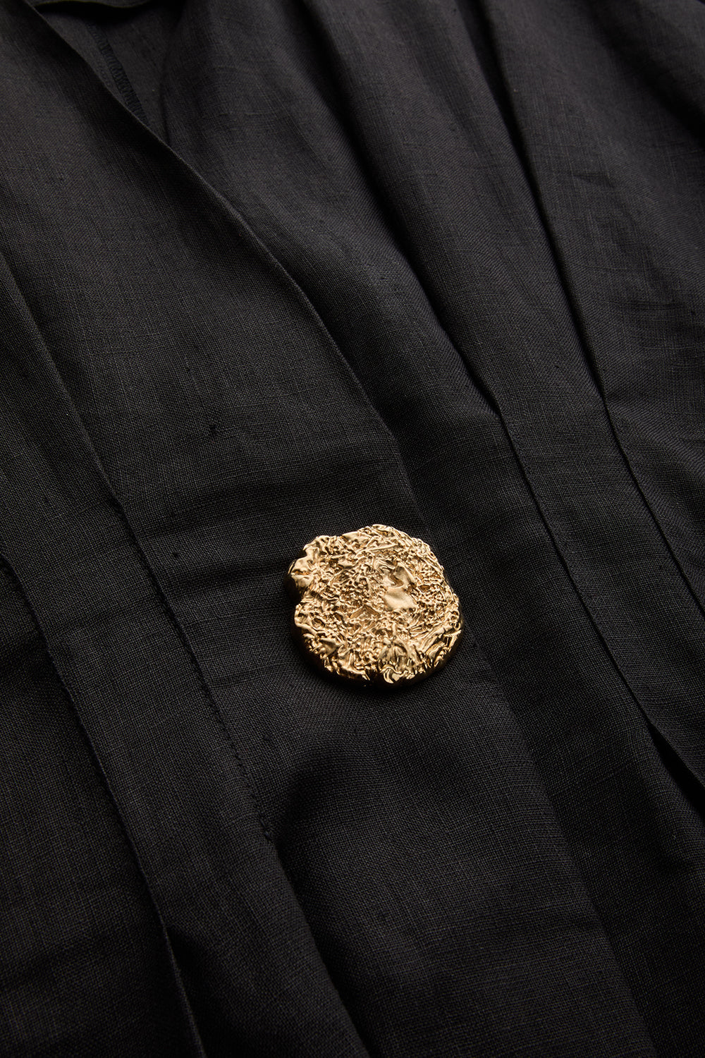 Exquise-Düğme Detaylı Bele Oturan A Kesim Maxi Keten Elbise-ELBİSE-14-Milagron.com