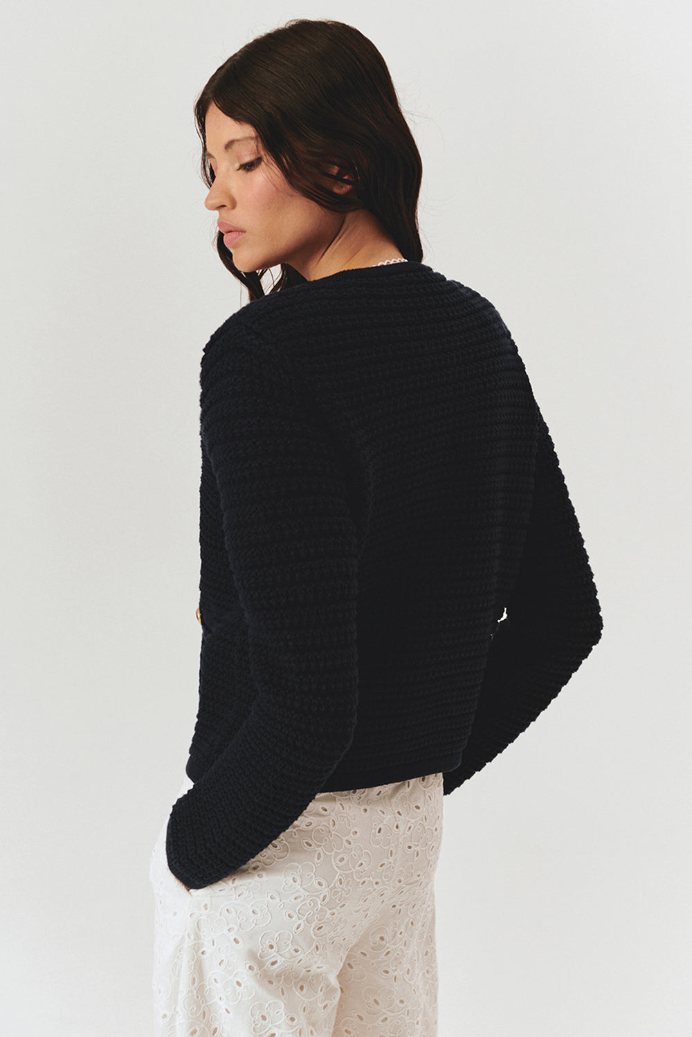 Exquise-Düğme Detaylı Pamuklu Regular Triko Hırka-Kazak & Triko-11-Milagron.com