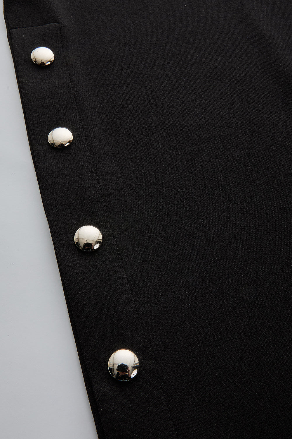 Exquise-Düğme Detaylı Rahat Kesim Siyah örme Pantolon-Pantolon-6-Milagron.com