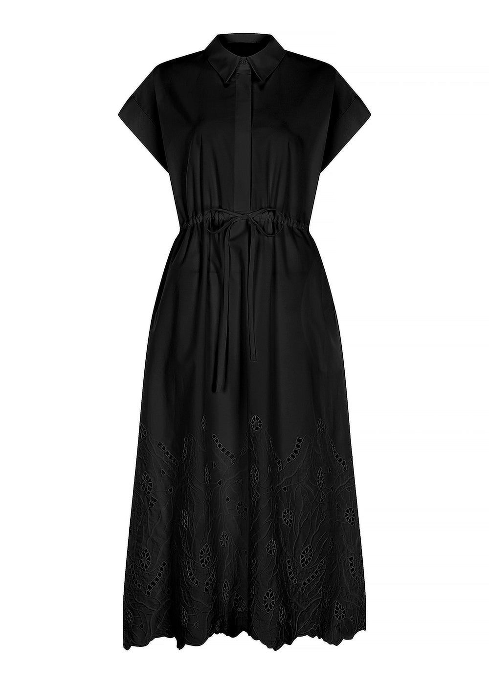 Exquise-Düşük Kol Fisko Detaylı Pamuklu Rahat Kalıp Elbise-ELBİSE-8-Milagron.com