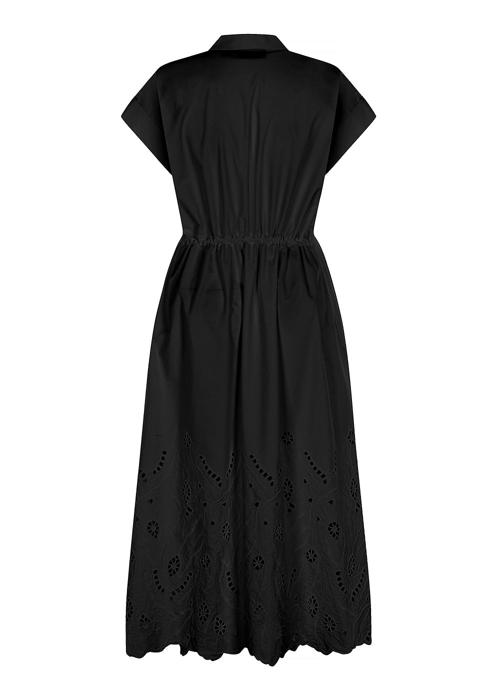 Exquise-Düşük Kol Fisko Detaylı Pamuklu Rahat Kalıp Elbise-ELBİSE-9-Milagron.com