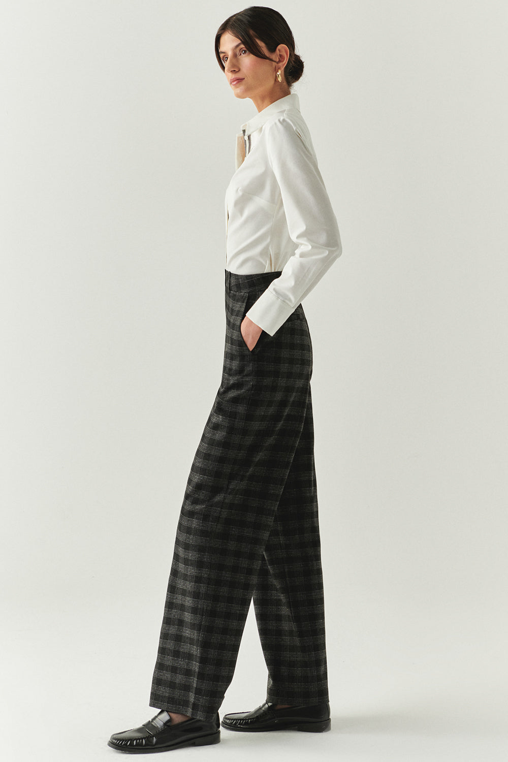 Exquise-Ekose Taş Detaylı Cepli Boru Paça Regular Antrasit Pantolon-PANTOLON-3-Milagron.com