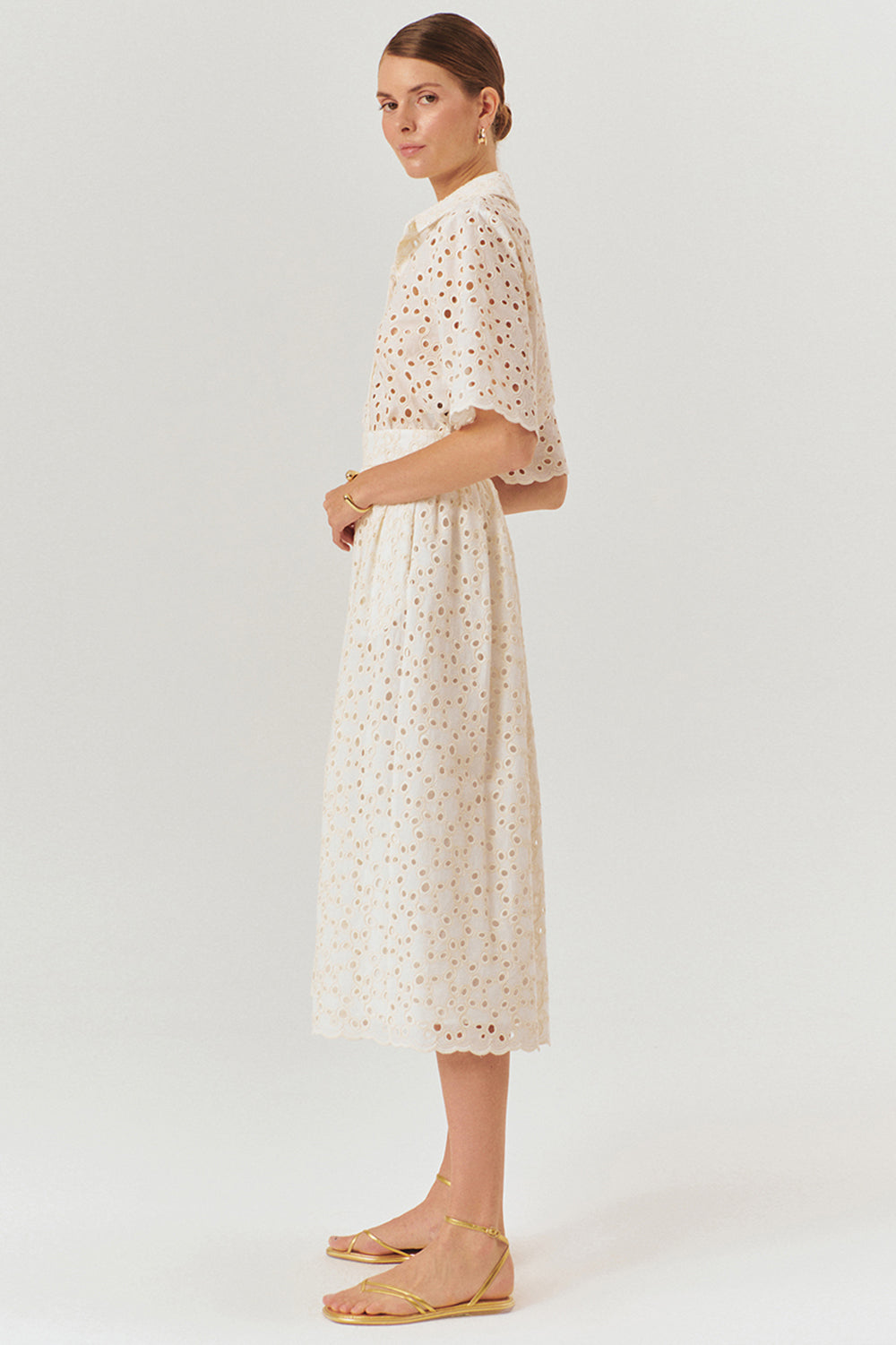 Exquise-Fisko Desenli Pamuklu Midi Boy Regular Etek-Etek-3-Milagron.com