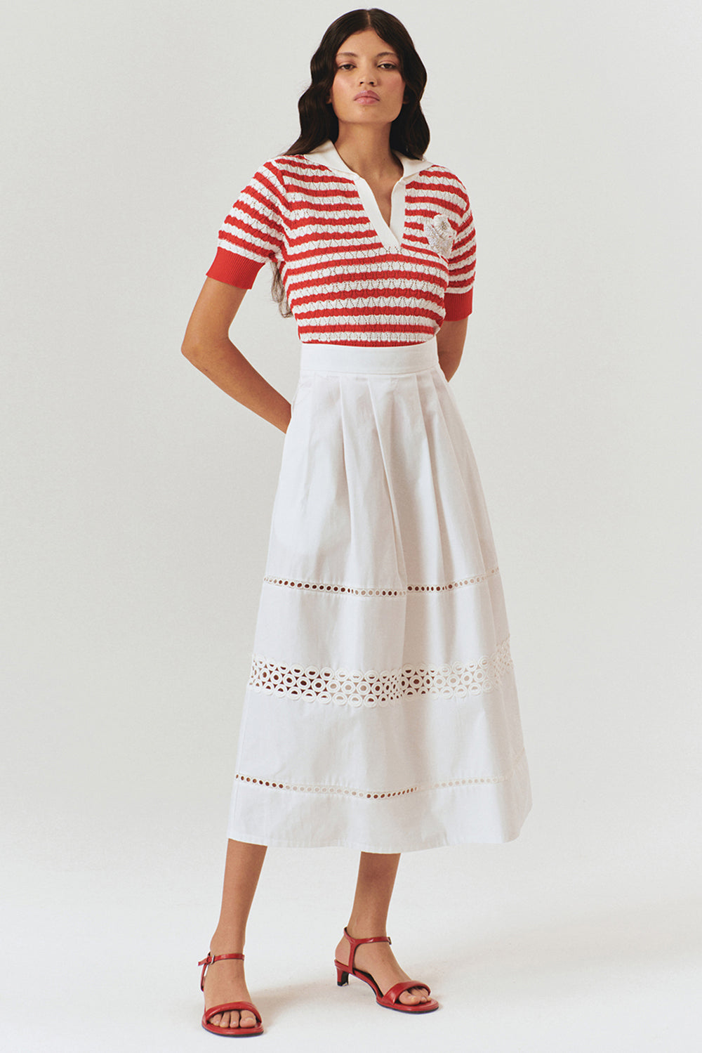 Exquise-Fisto Detaylı Pamuklu Midi Boy Etek-Etek-2-Milagron.com