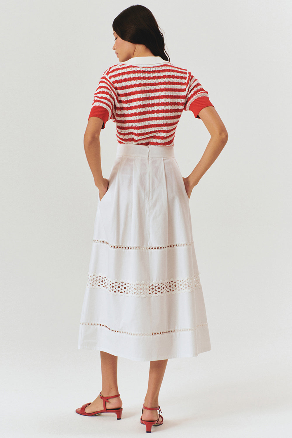 Exquise-Fisto Detaylı Pamuklu Midi Boy Etek-Etek-4-Milagron.com