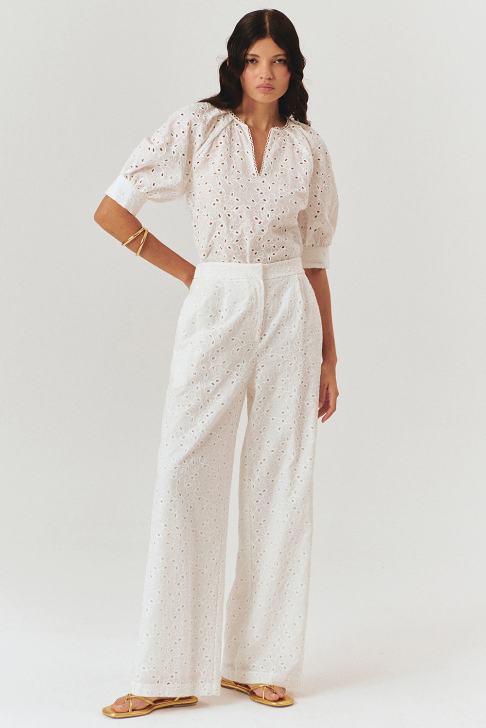 Exquise-Fisto Kumaş Bol Kesim Siyah / Beyaz Pantolon-Pantolon-2-Milagron.com