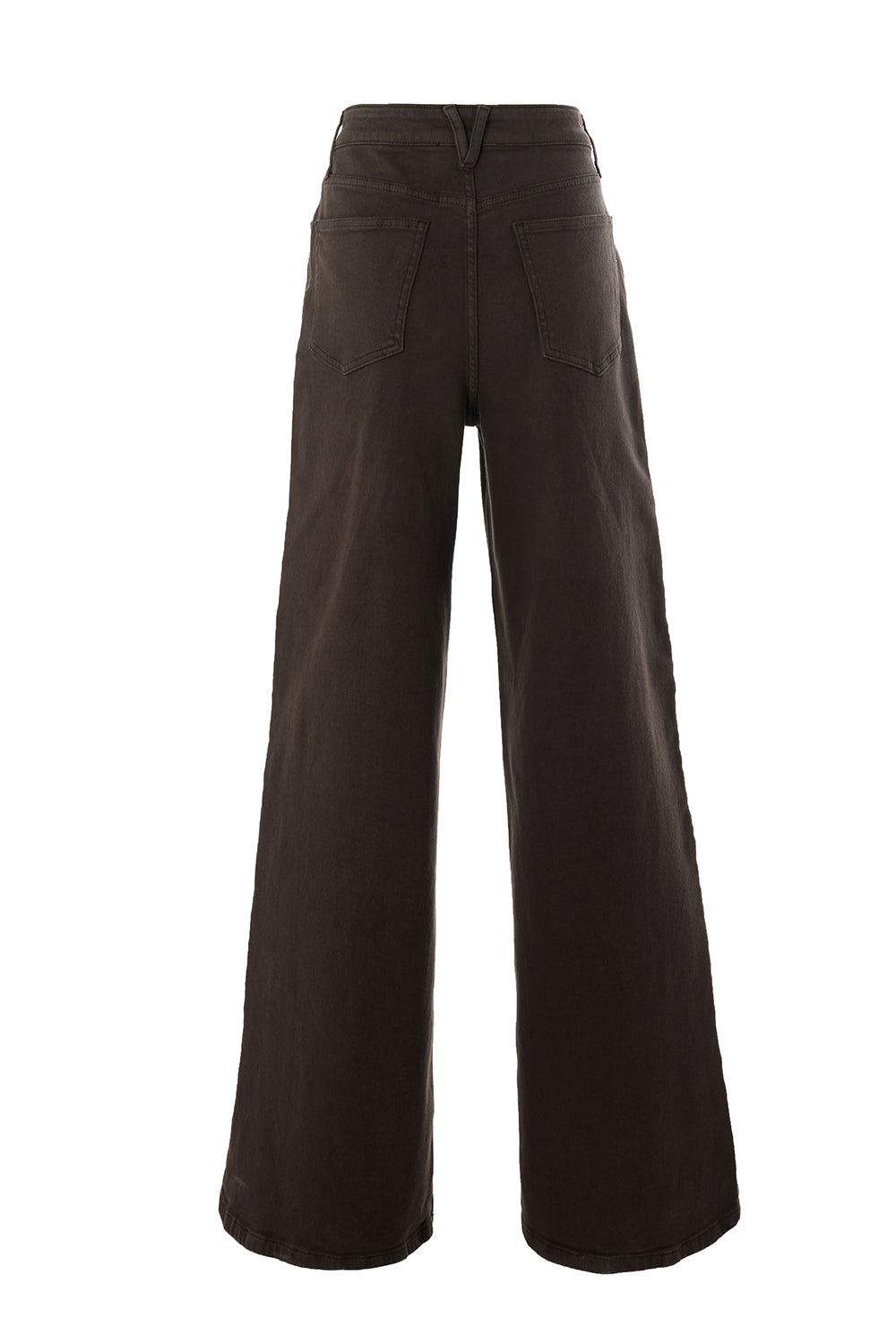 Exquise-Geniş Paça Cepli Yüksek Bel Regular Kahve Denim Pantolon-JEAN-8-Milagron.com