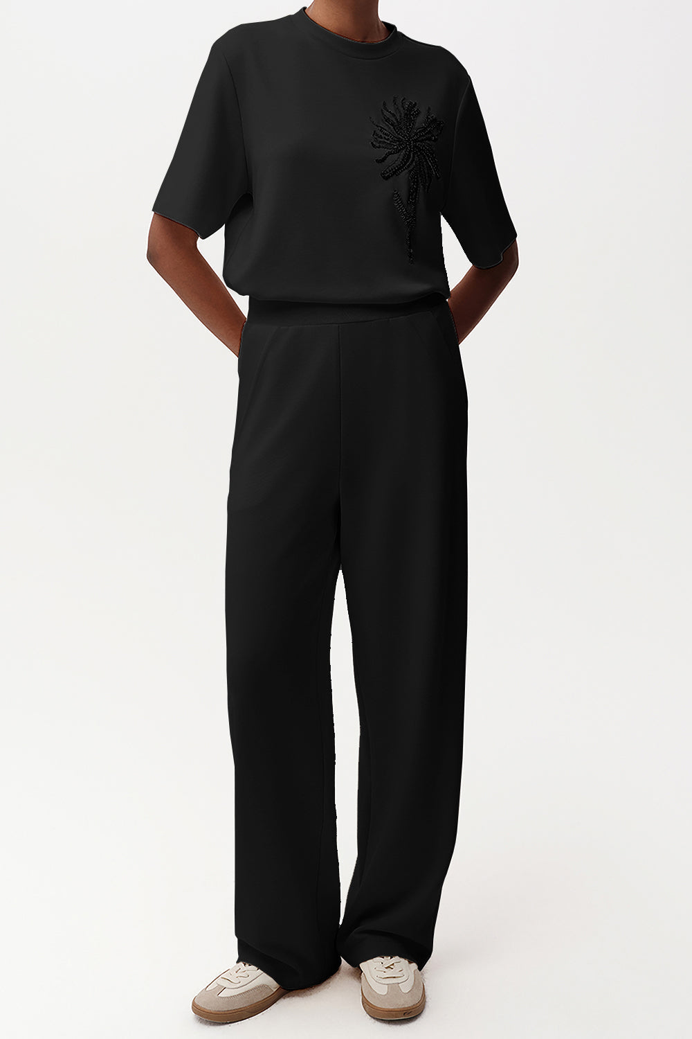 Exquise-Geniş Paça Regular örme Pantolon-PANTOLON-6-Milagron.com