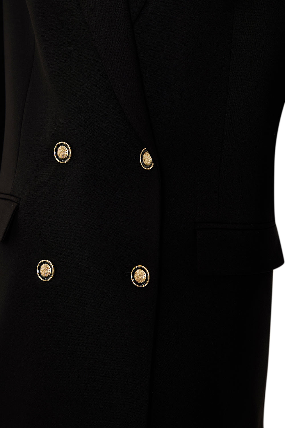 Exquise-Gold Düğme Detaylı Kruvaze Dokuma Blazer Ceket-CEKET-3-Milagron.com