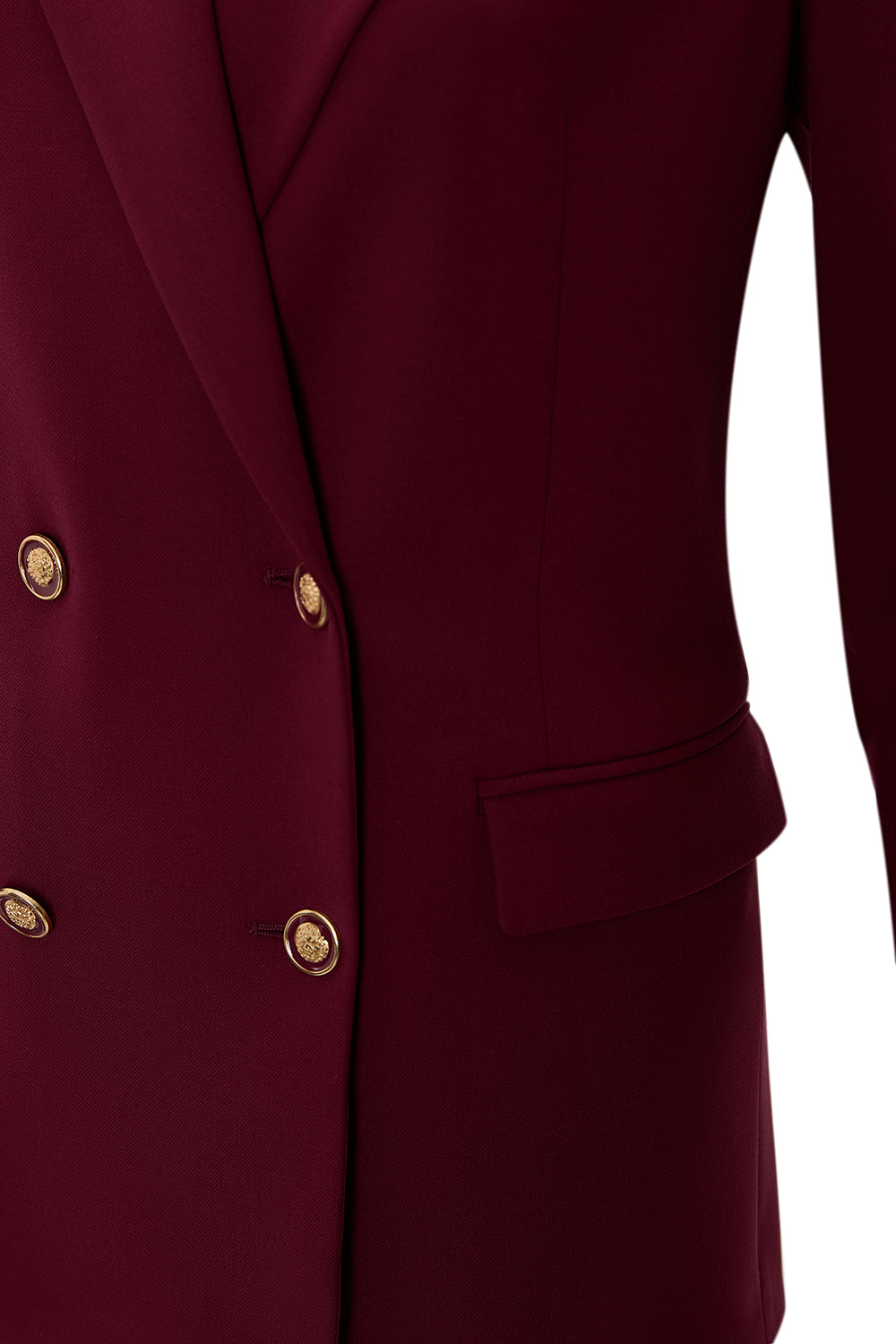 Exquise-Gold Düğme Detaylı Kruvaze Dokuma Blazer Ceket-CEKET-6-Milagron.com