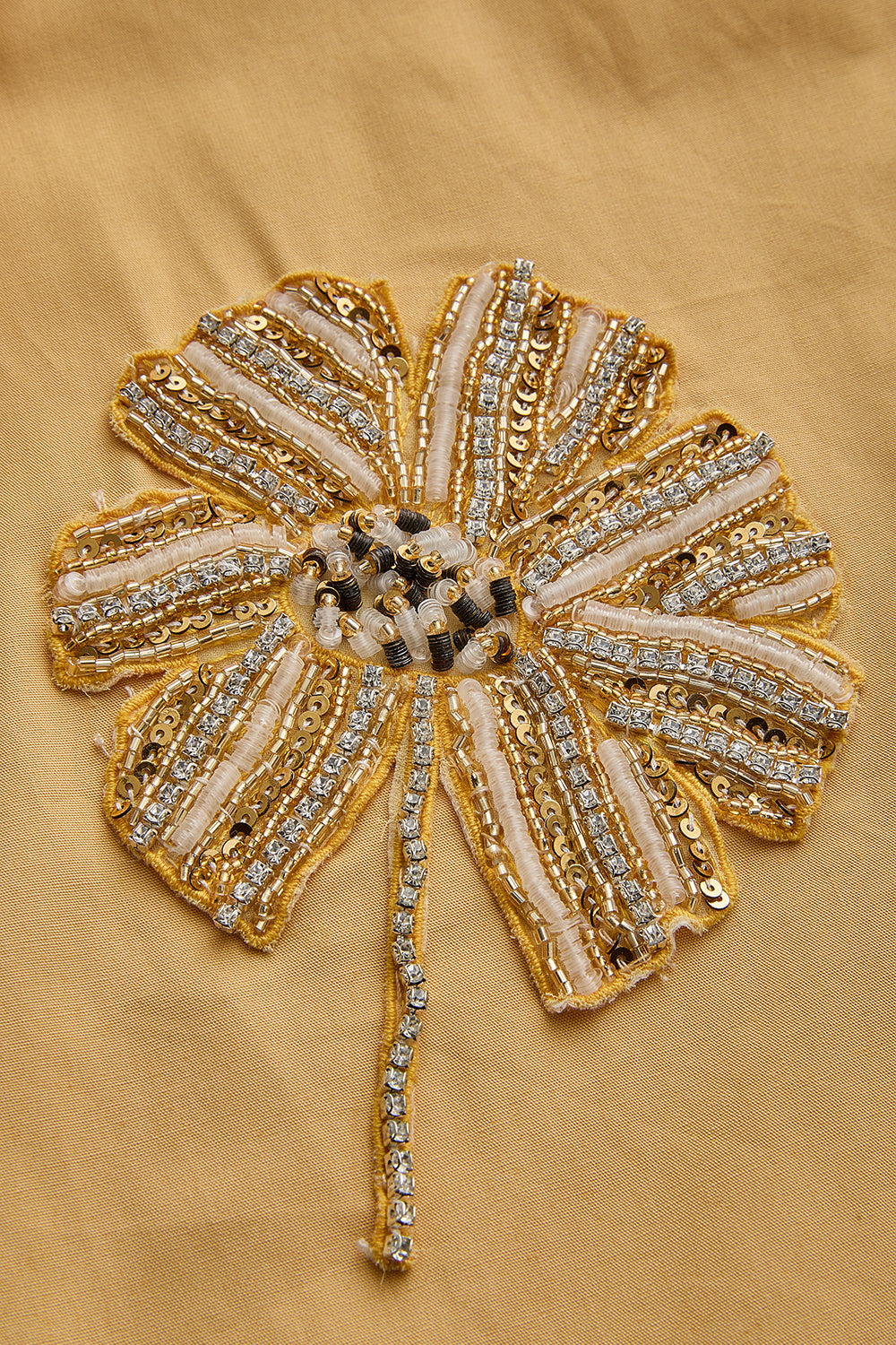 Exquise-Gömlek Yaka Kısa Kollu Taş İşlemeli Pamuklu Regular Fit Camel Gömlek-Gömlek-7-Milagron.com