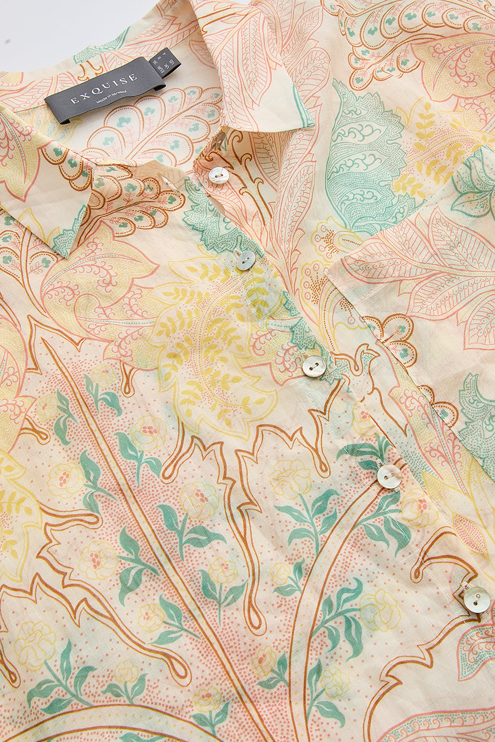 Gömlek Yaka Uzun Kollu Cepli Rami Keten Regular Çok Renkli Gömlek