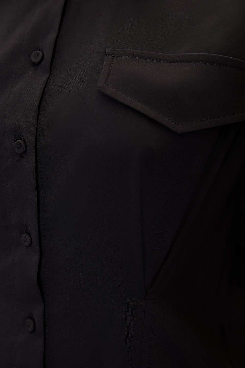 Exquise-Gömlek Yaka Uzun Kollu Siyah Slim Fit Midi Elbise-ELBİSE-3-Milagron.com