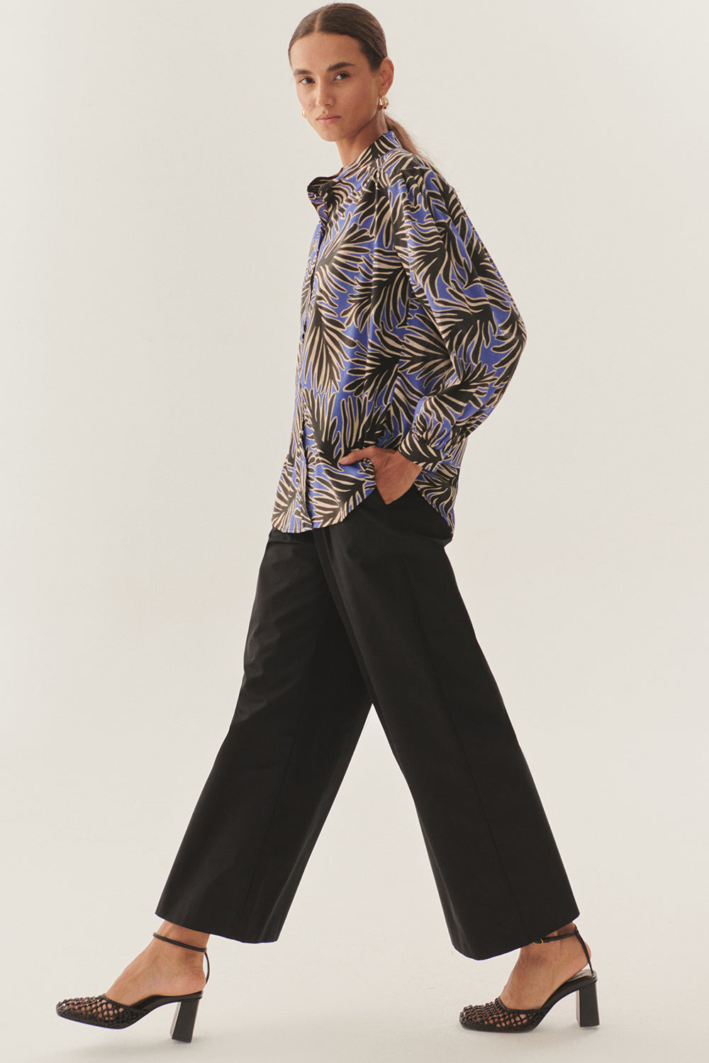 Exquise-Hakim Yaka Uzun Kol Rahat Kesim Desenli Pamuklu Gömlek-Gömlek-4-Milagron.com