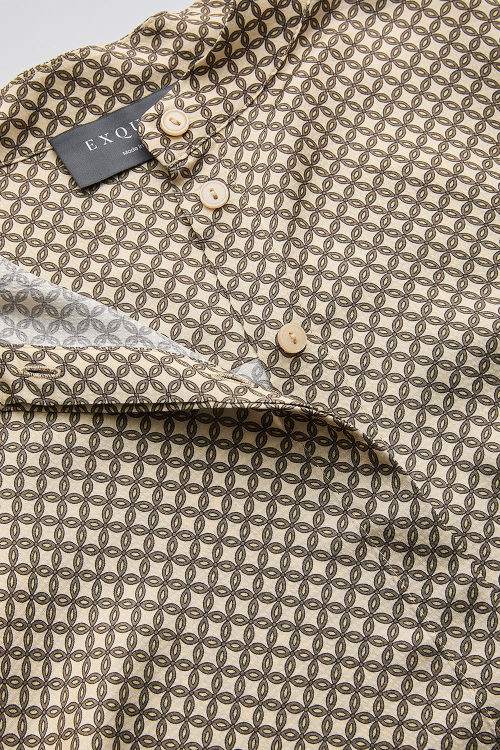 Exquise-Hakim Yaka Uzun Kollu Regular Desenli Gömlek-GÖMLEK-6-Milagron.com