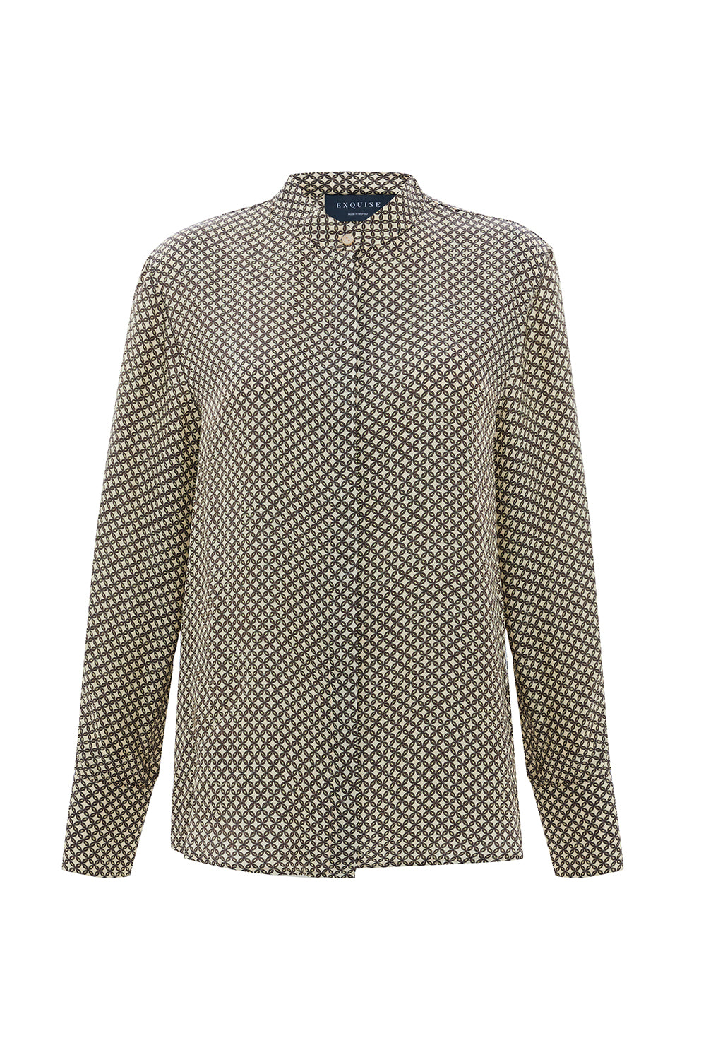 Exquise-Hakim Yaka Uzun Kollu Regular Desenli Gömlek-GÖMLEK-7-Milagron.com