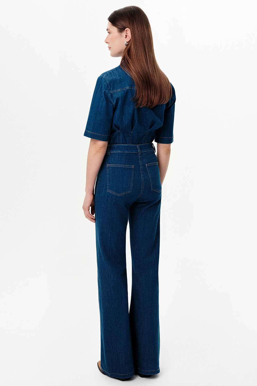 Exquise-İspanyol Paça Yüksek Bel Slim Fit Denim Pantolon – İndi̇go-Pantolon-3-Milagron.com