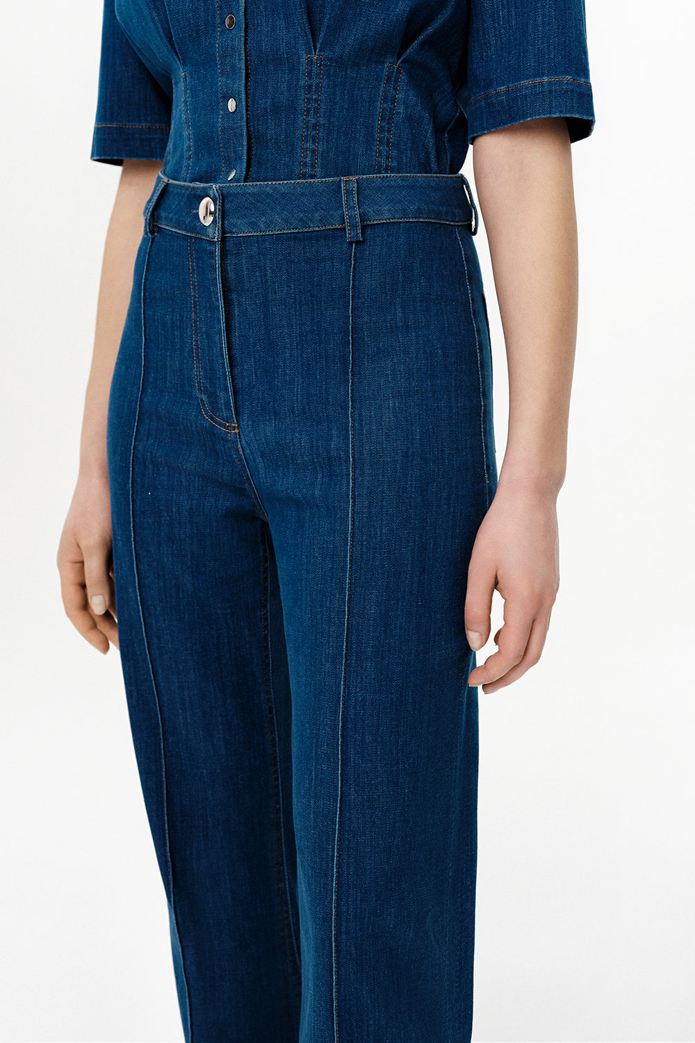 Exquise-İspanyol Paça Yüksek Bel Slim Fit Denim Pantolon – İndi̇go-Pantolon-5-Milagron.com