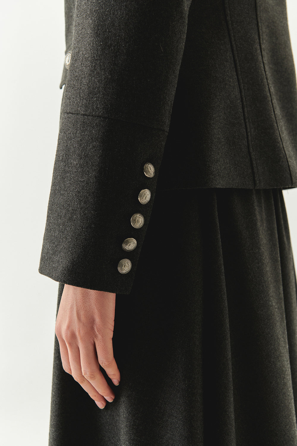 Exquise-Kapak Cepli Astarlı Slim Fit Gri Ceket-CEKET-4-Milagron.com