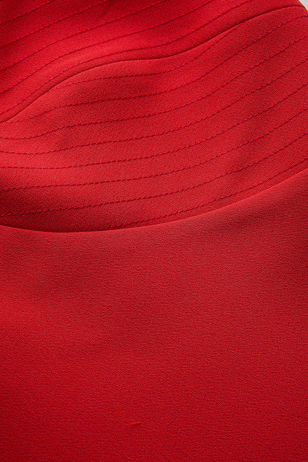 Exquise-Kırmızı Slim Fit Ayarlanabilir Askılı Mini Elbise-ELBİSE-6-Milagron.com