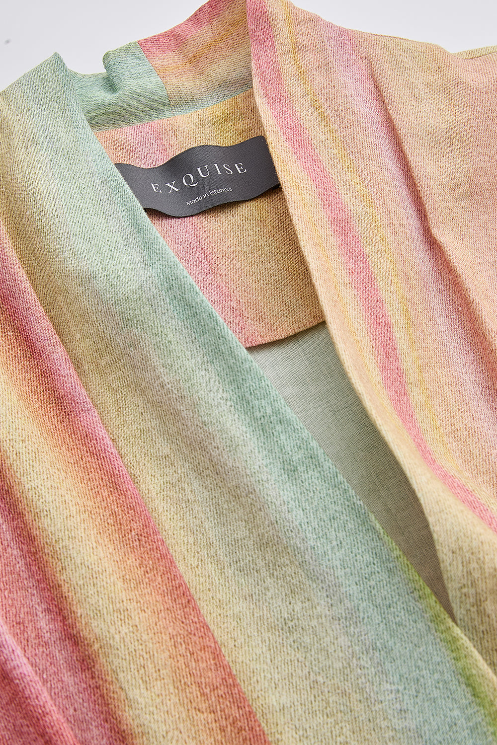 Kısa Kollu V Yaka Keten Karışımlı Regular Midi Çok Renkli Elbise