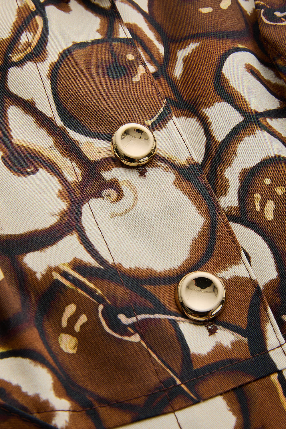 Exquise-Kısa Kollu önden Düğmeli Pamuklu Kumaş Desenli Elbise-ELBİSE-8-Milagron.com