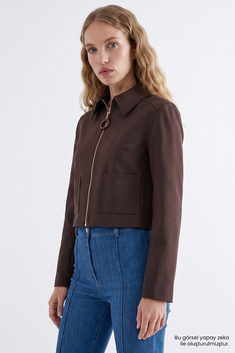 Exquise-Kısa Regular Ceket – Kahverengi̇-Ceket-7-Milagron.com
