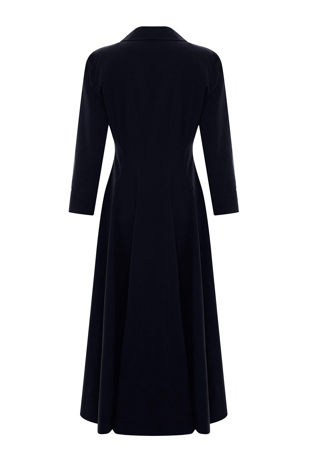 Exquise-Kruvaze Kesim Gold Düğmeli Regular Siyah Midi Elbise-ELBİSE-7-Milagron.com