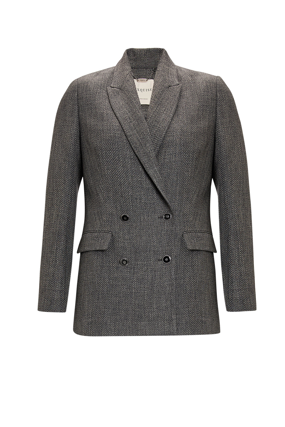 Exquise-Kruvaze Uzun Kollu Dokuma Blazer Ceket-CEKET-1-Milagron.com