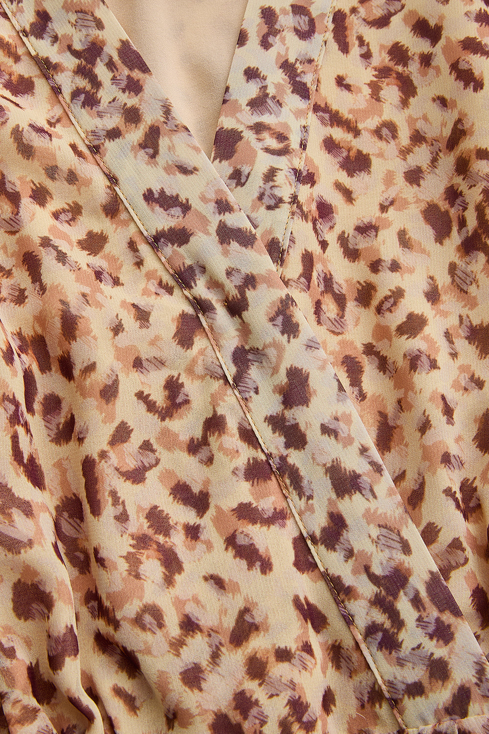 Exquise-Kruvaze Yaka Geniş Kollu Midi Boy Desenli şifon Elbise-ELBİSE-7-Milagron.com